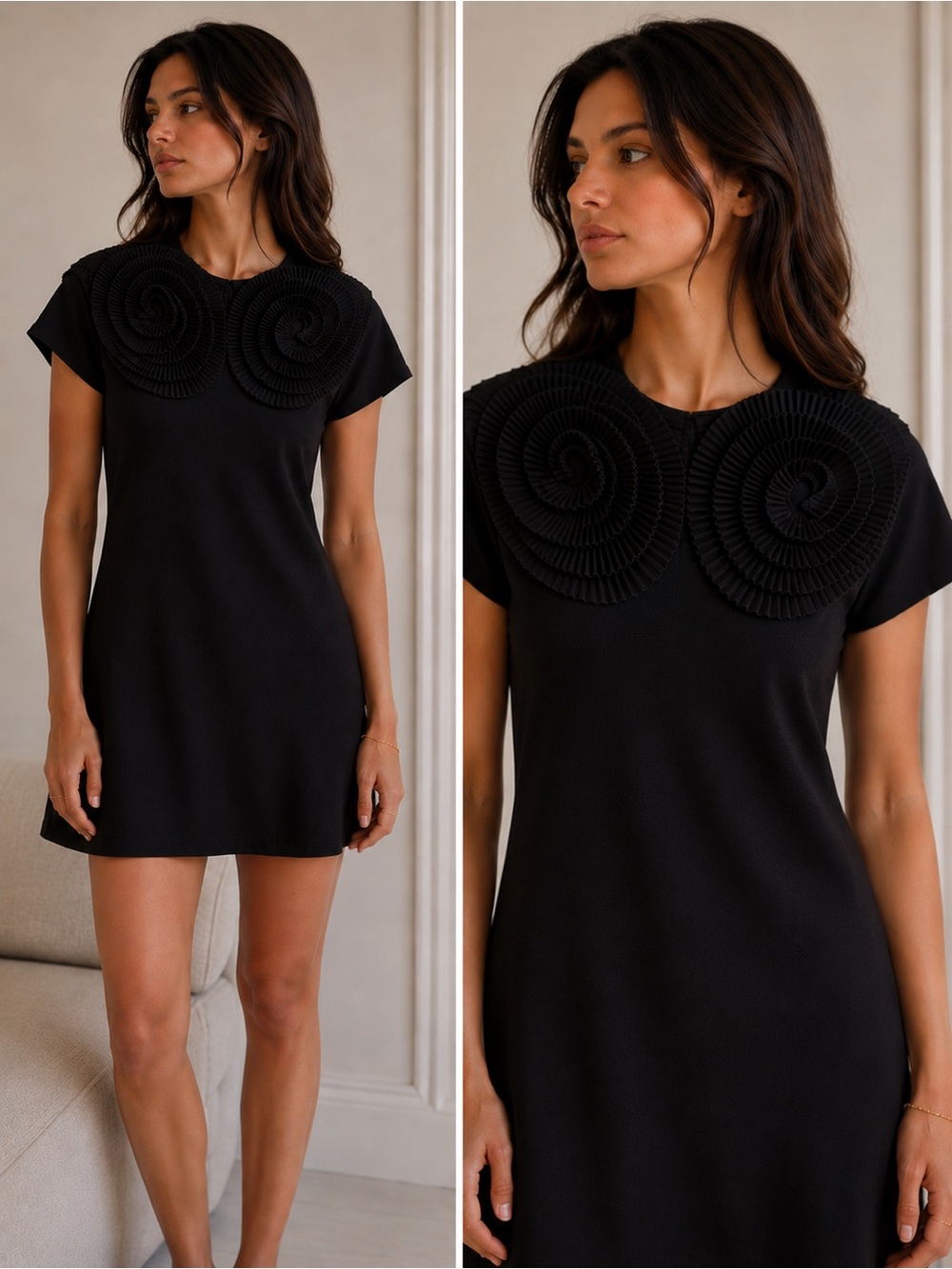 Gracia Vintage looking Black designers dress medium length